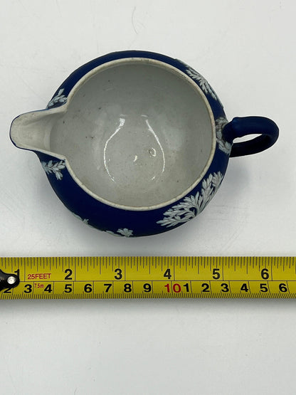 Navy Jasperware Sugar Bowl & Creamer: Antique Wedgwood Tea Set
