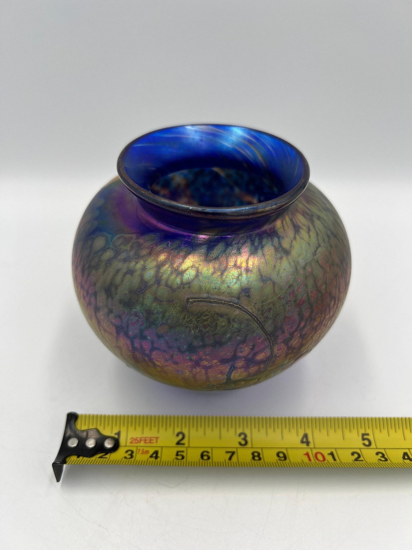 Hand blown Blue Art Glass Vase - signed by artist