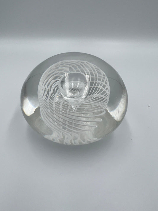 Steuben Etched Art Glass Paperweight