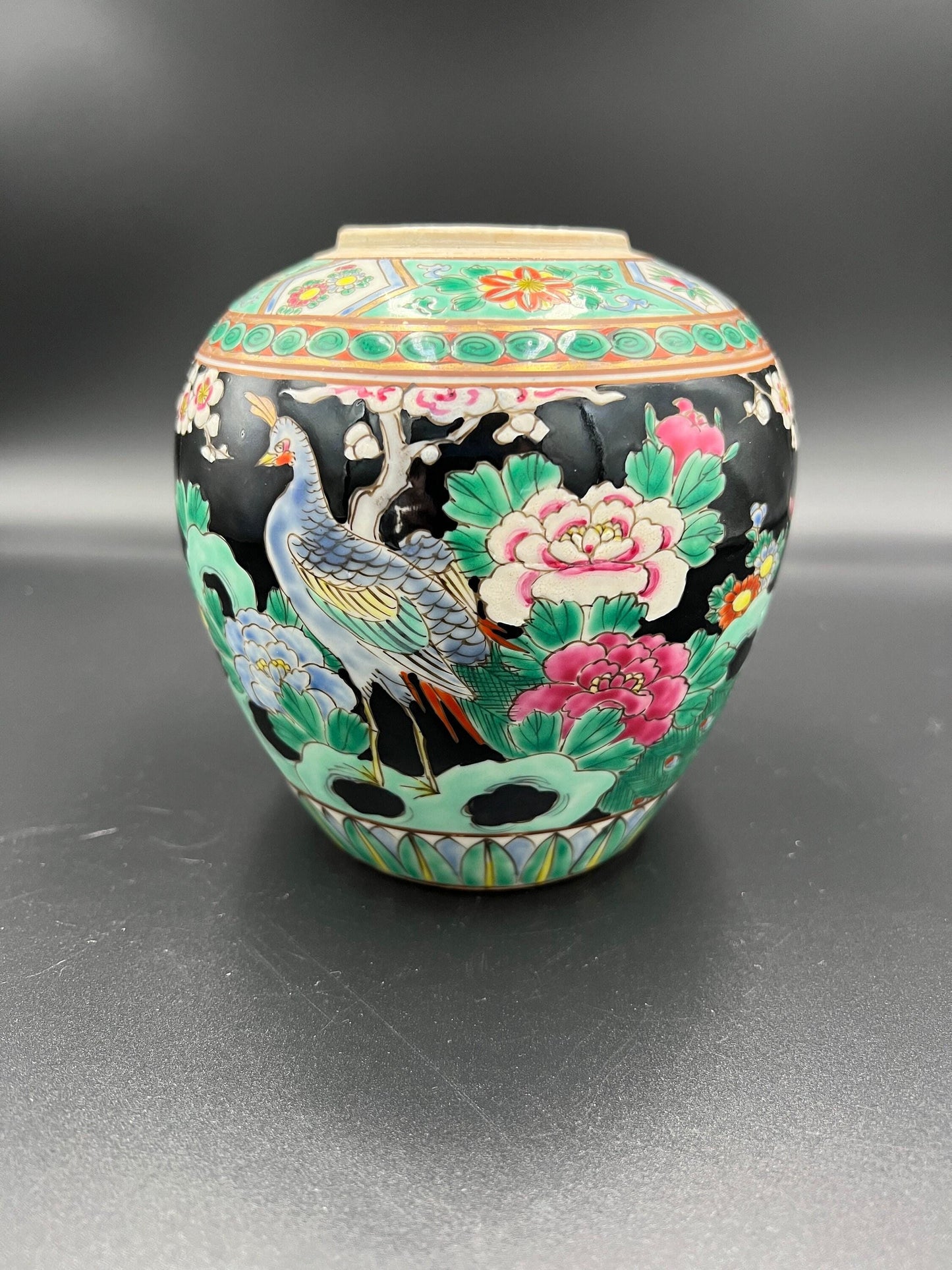 Republic Period Chinese Ginger Jar, Polychrome Floral (5" H)