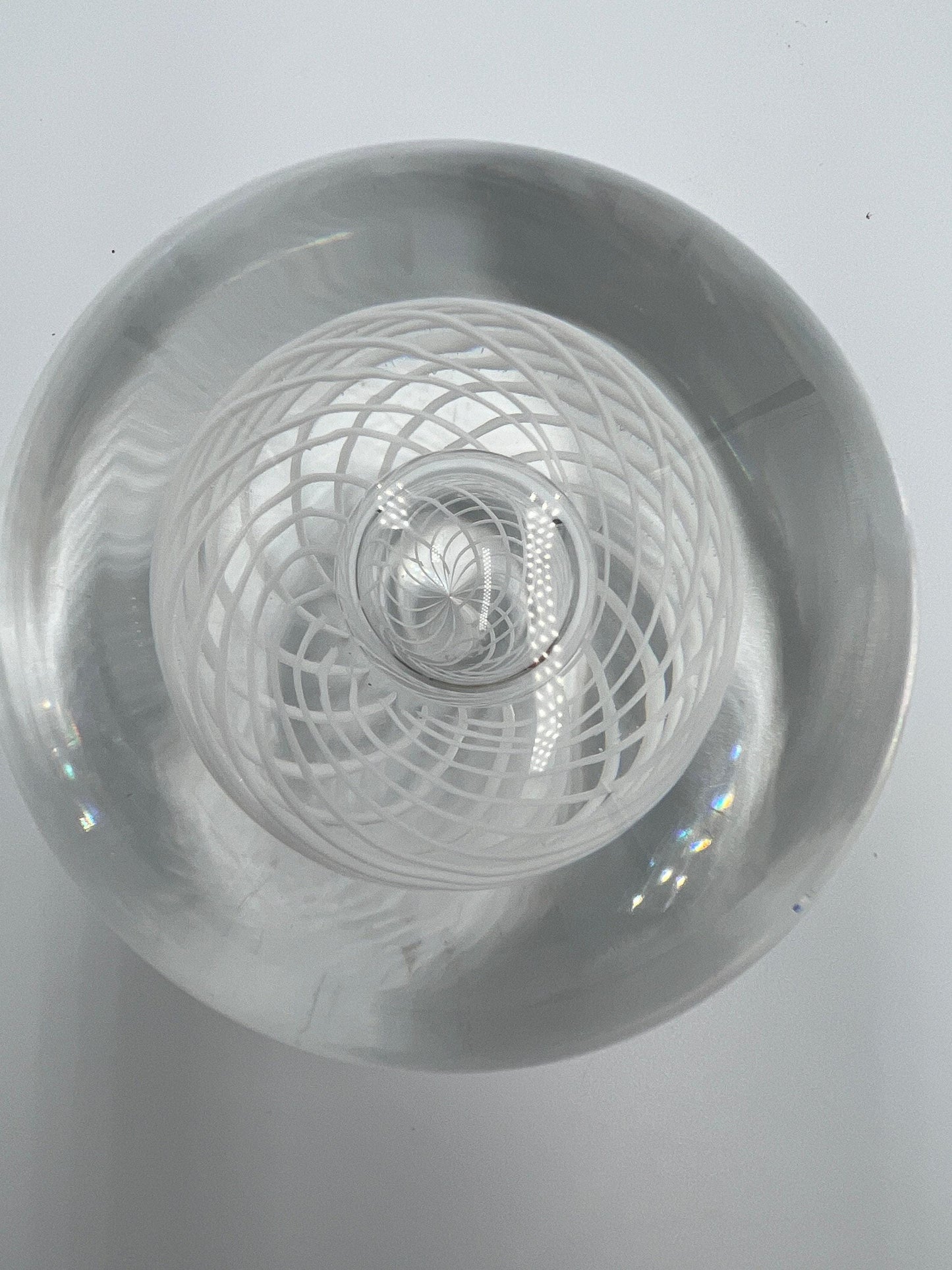 Steuben Art Glass Paperweight: Etched Design, Desk Decor