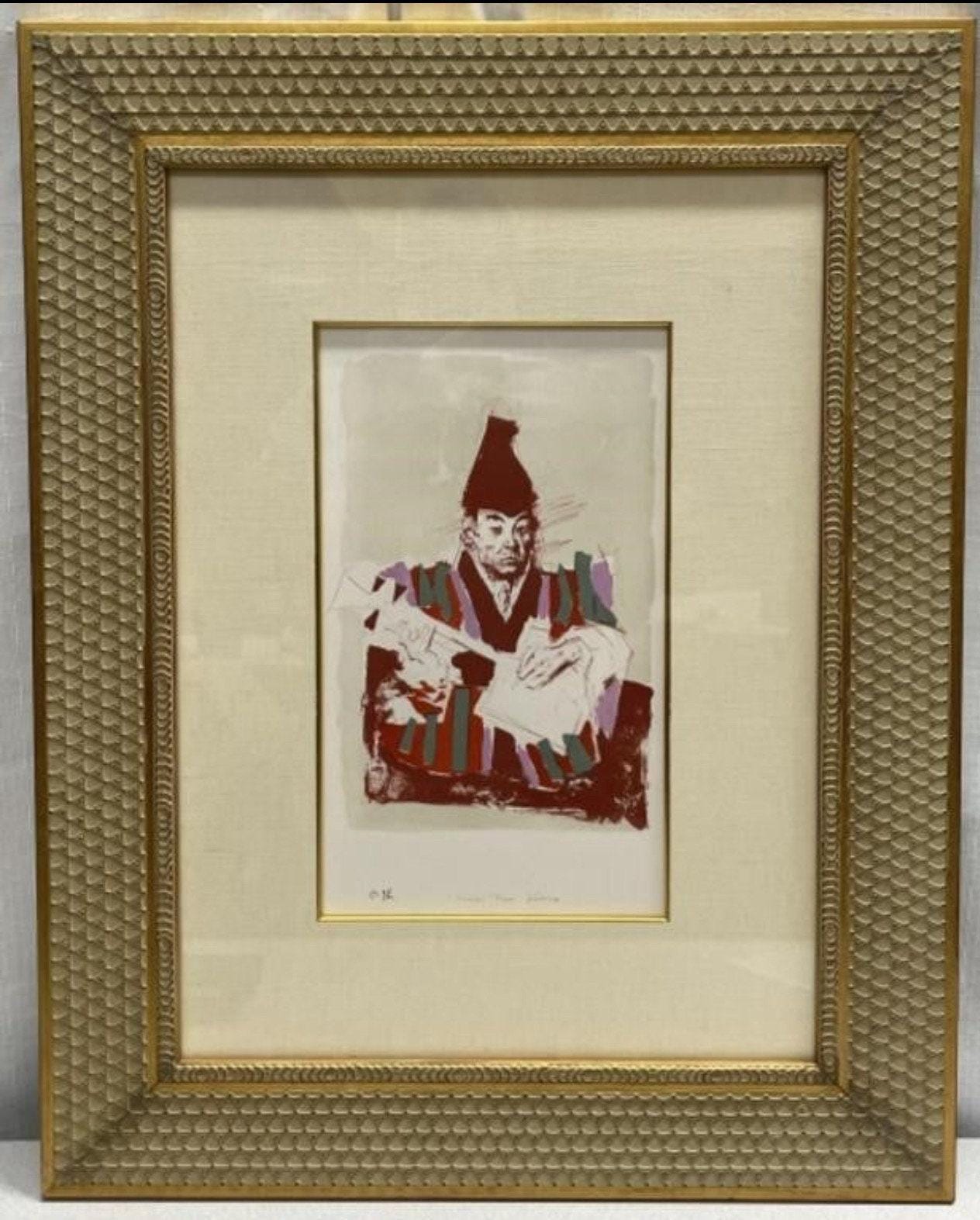 Signed 1970 Jack Levine Lithograph Shamisen Player