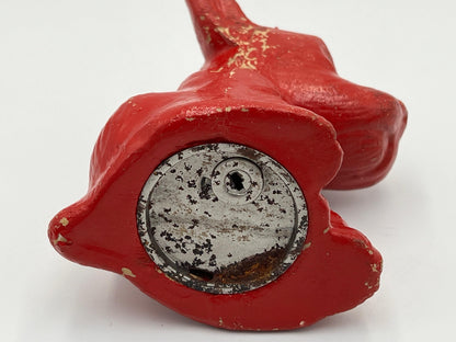 Vintage Dog Bank: Red Plastic Coin Holder (5" Tall, Retro Style)