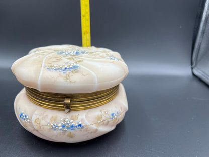 Wave Crest Hinged Box: Blue Flower Enamel, 3 Inch Vintage