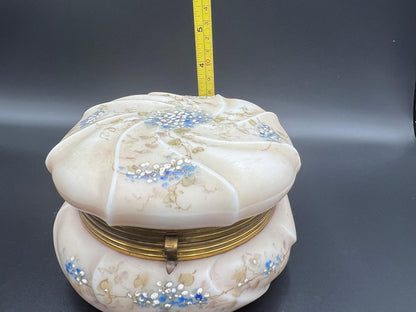 Wave Crest Hinged Box: Blue Flower Enamel, 3 Inch Vintage