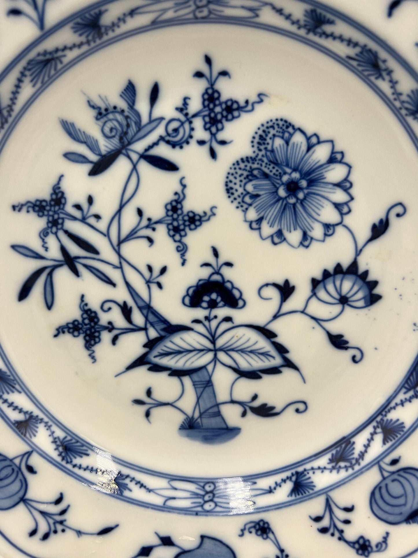 Meissen A Set Of Two Deep Plates Hand Painted Blue Onion, NO Swords, dated pre1880s