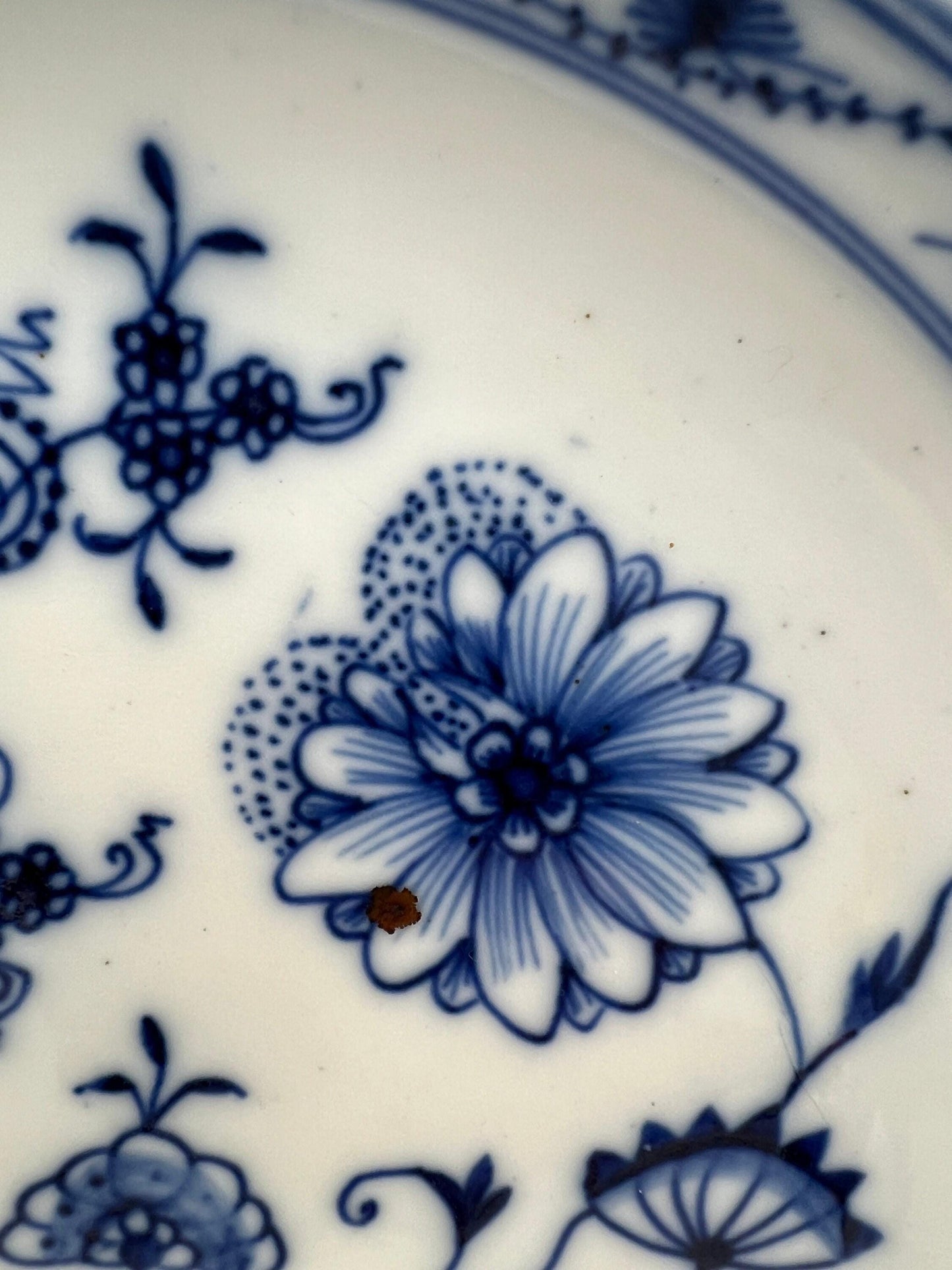 Meissen A Set Of Two Deep Plates Hand Painted Blue Onion, NO Swords, dated pre1880s