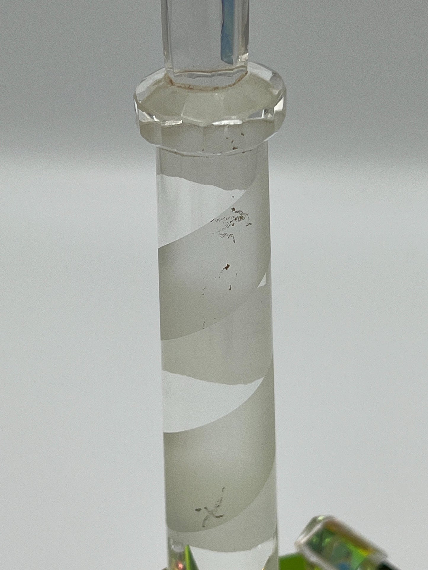 Coastal Glass Lighthouse Figurine, Vintage Crystal (8" Tall)