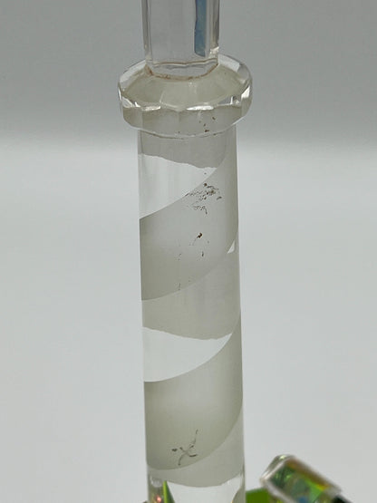 Coastal Glass Lighthouse Figurine, Vintage Crystal (8" Tall)
