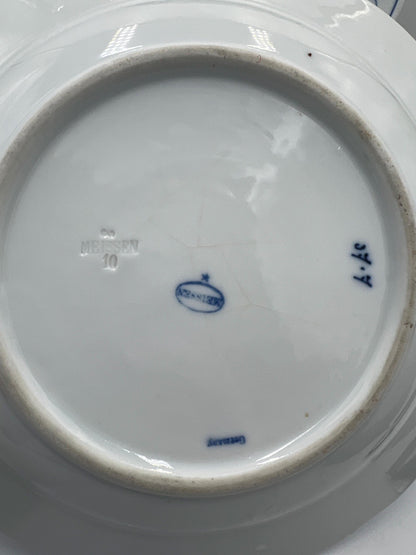 Meissen A Set Of Two Deep Plates Hand Painted Blue Onion, NO Swords, dated pre1880s