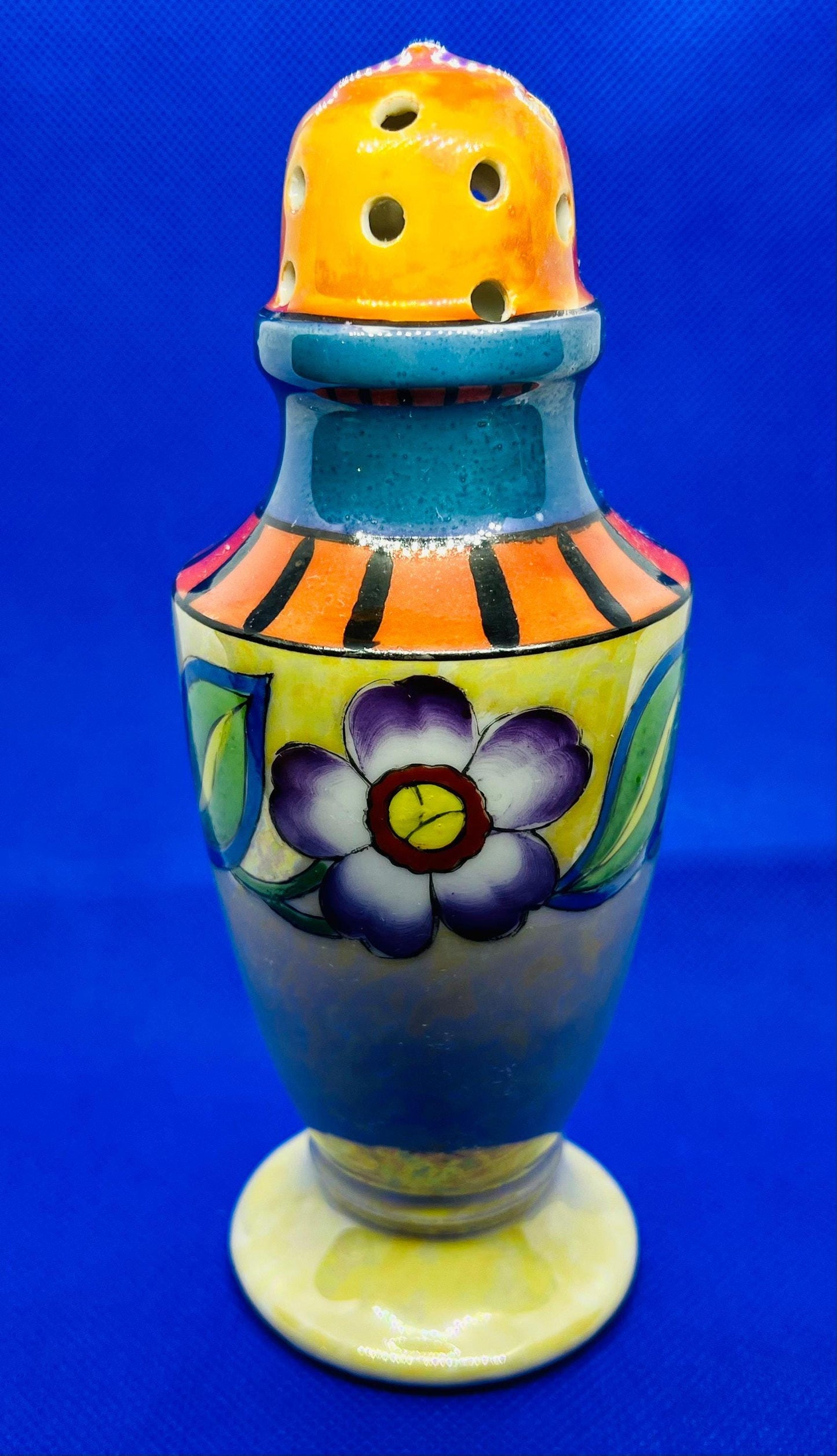 Vintage Lusterware Creamer Muffineer Sugar Shaker Set, Hand Painted in Japan
