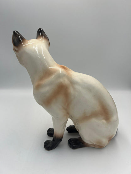 Siamese Cat Statue: Vintage Chocolate Point, Hand Painted