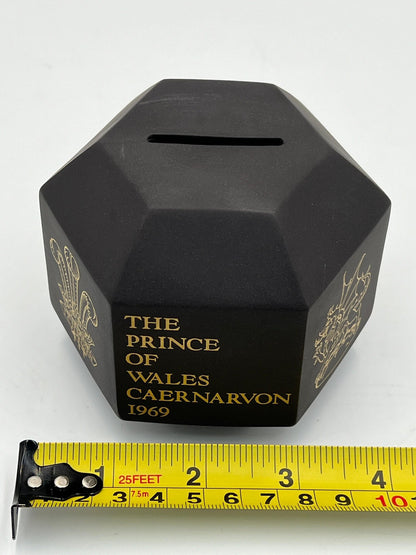 Vintage Wedgwood Black Jasperware PRINCE CHARLES Wales Investiture Bank 1969