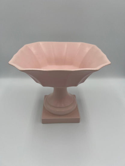 Pedestal Flower Vase / Compote: Pink Ceramic Table Decor (6.8in Height), Believed to be Haeger Pottery