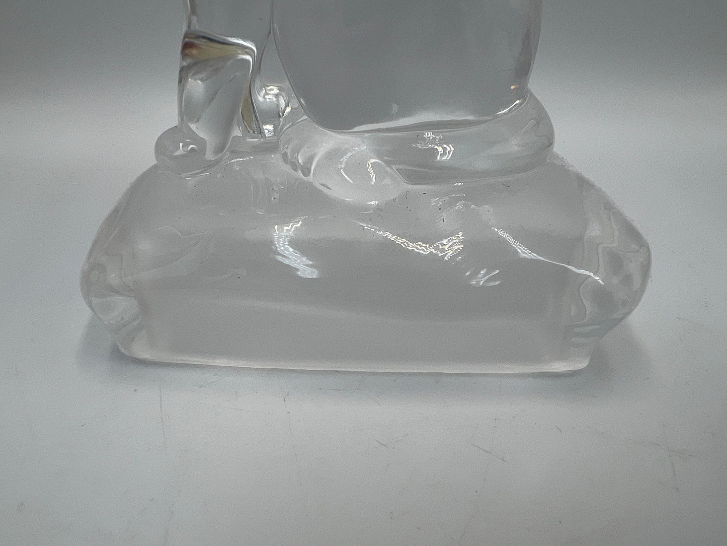Clear Glass Cat Paperweight, Vintage Sitting Figurine (5" Tall)