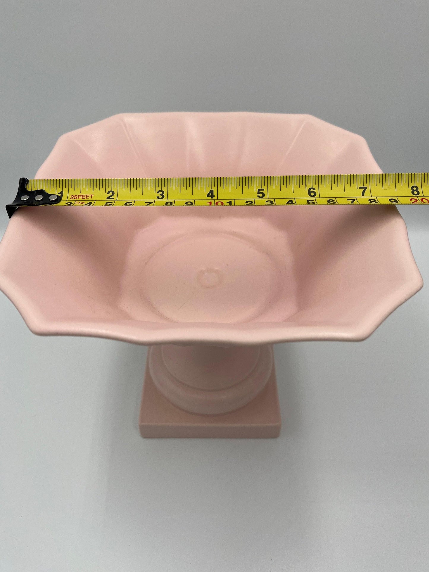 Pedestal Flower Vase / Compote: Pink Ceramic Table Decor (6.8in Height), Believed to be Haeger Pottery