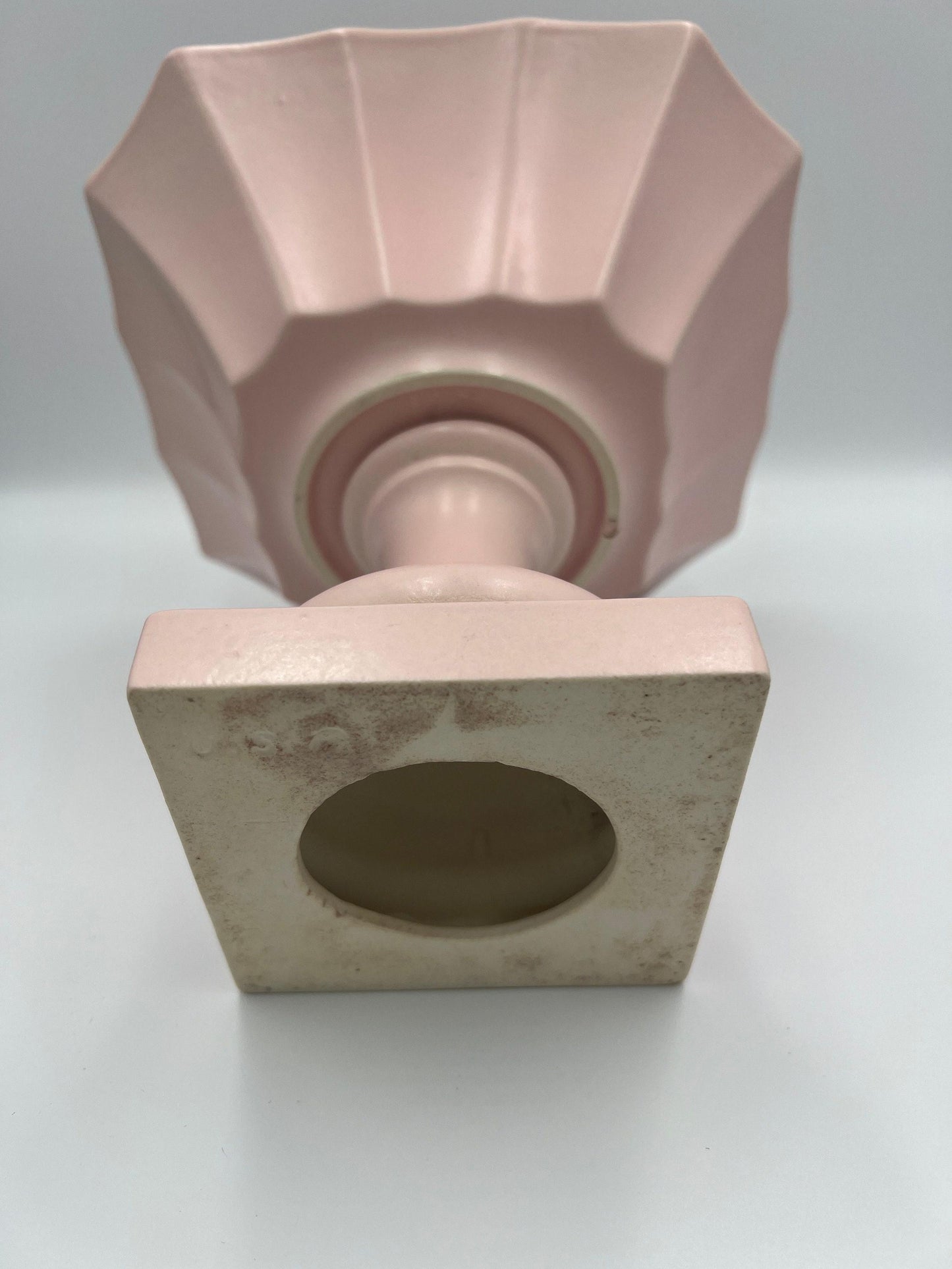Pedestal Flower Vase / Compote: Pink Ceramic Table Decor (6.8in Height), Believed to be Haeger Pottery