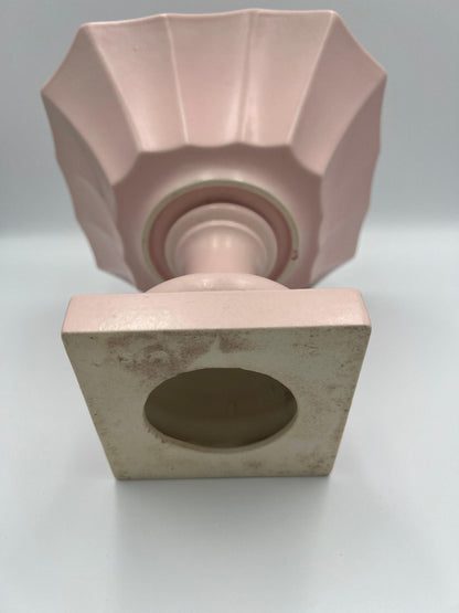 Pedestal Flower Vase / Compote: Pink Ceramic Table Decor (6.8in Height), Believed to be Haeger Pottery