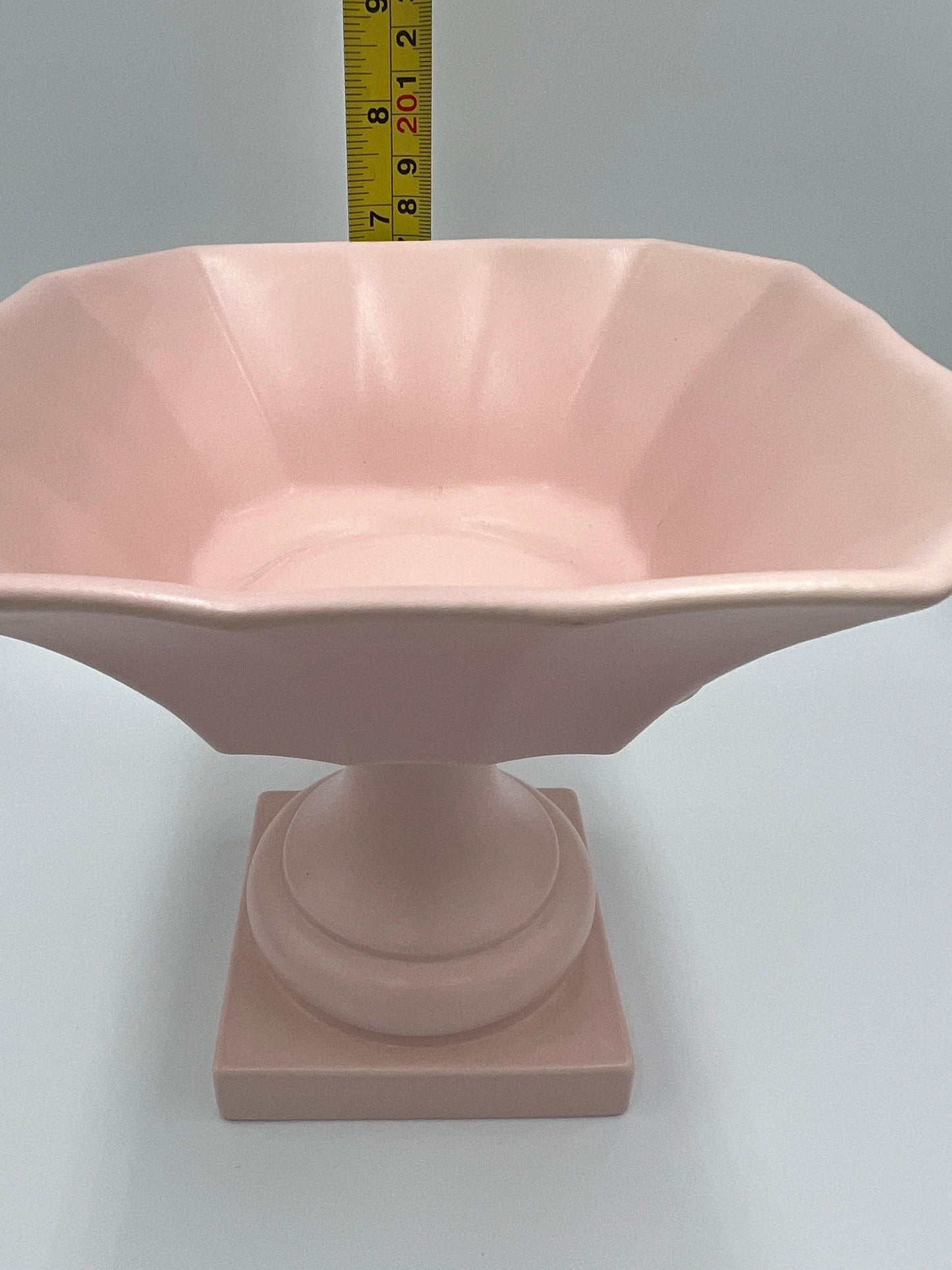 Pedestal Flower Vase / Compote: Pink Ceramic Table Decor (6.8in Height), Believed to be Haeger Pottery