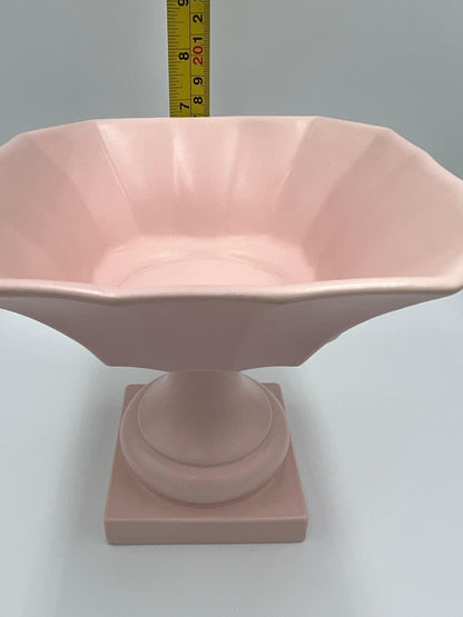 Pedestal Flower Vase / Compote: Pink Ceramic Table Decor (6.8in Height), Believed to be Haeger Pottery