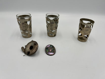 Vintage Sterling Overlay Liqueur Glasses: Set of 3 Silver Accented