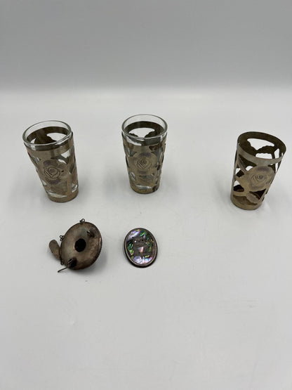 Vintage Sterling Overlay Liqueur Glasses: Set of 3 Silver Accented