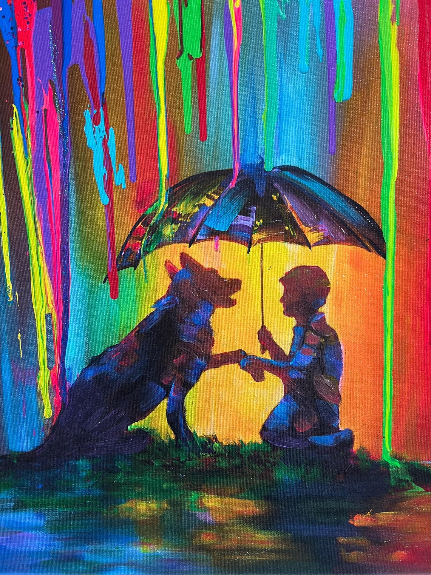 Embellished Giclee "A Boy and His Dog" by artist Jim Warren with COA