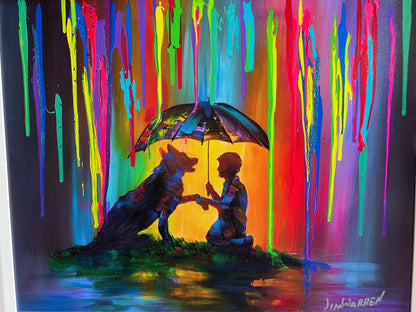 Embellished Giclee "A Boy and His Dog" by artist Jim Warren with COA