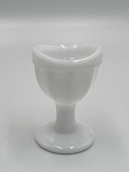 Milk Glass Eyewash Cup: Vintage White Collectible (8-Panel Octagon Stem)