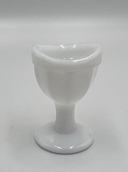 Milk Glass Eyewash Cup: Vintage White Collectible (8-Panel Octagon Stem)