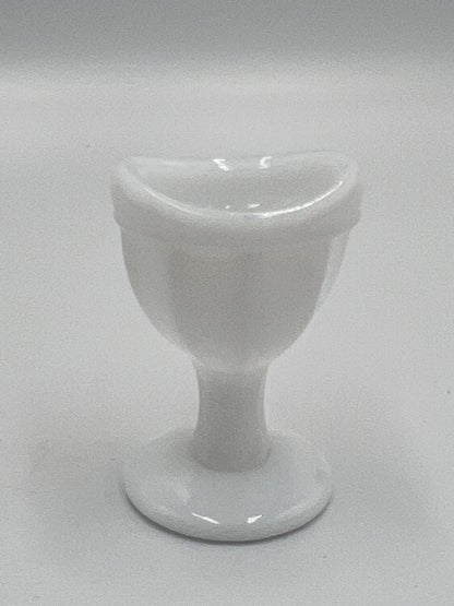 Milk Glass Eyewash Cup: Vintage White Collectible (8-Panel Octagon Stem)