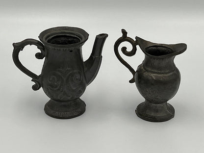 Vintage Pewter Dollhouse Pitchers - Pair of Mini Collectibles