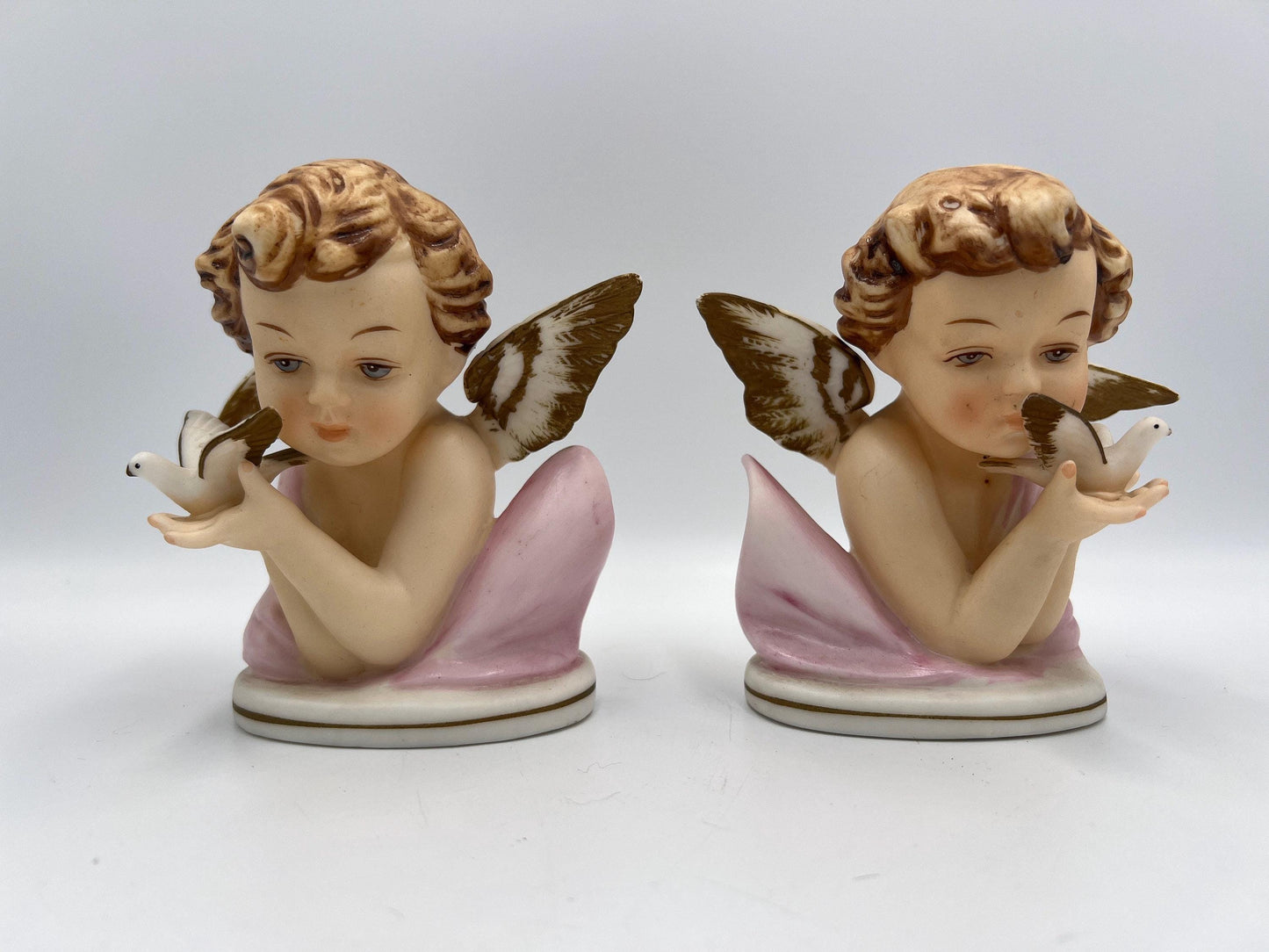 Vintage Angel Cherub Busts, Hand-Painted Victorian Style (Pair, 4.75")