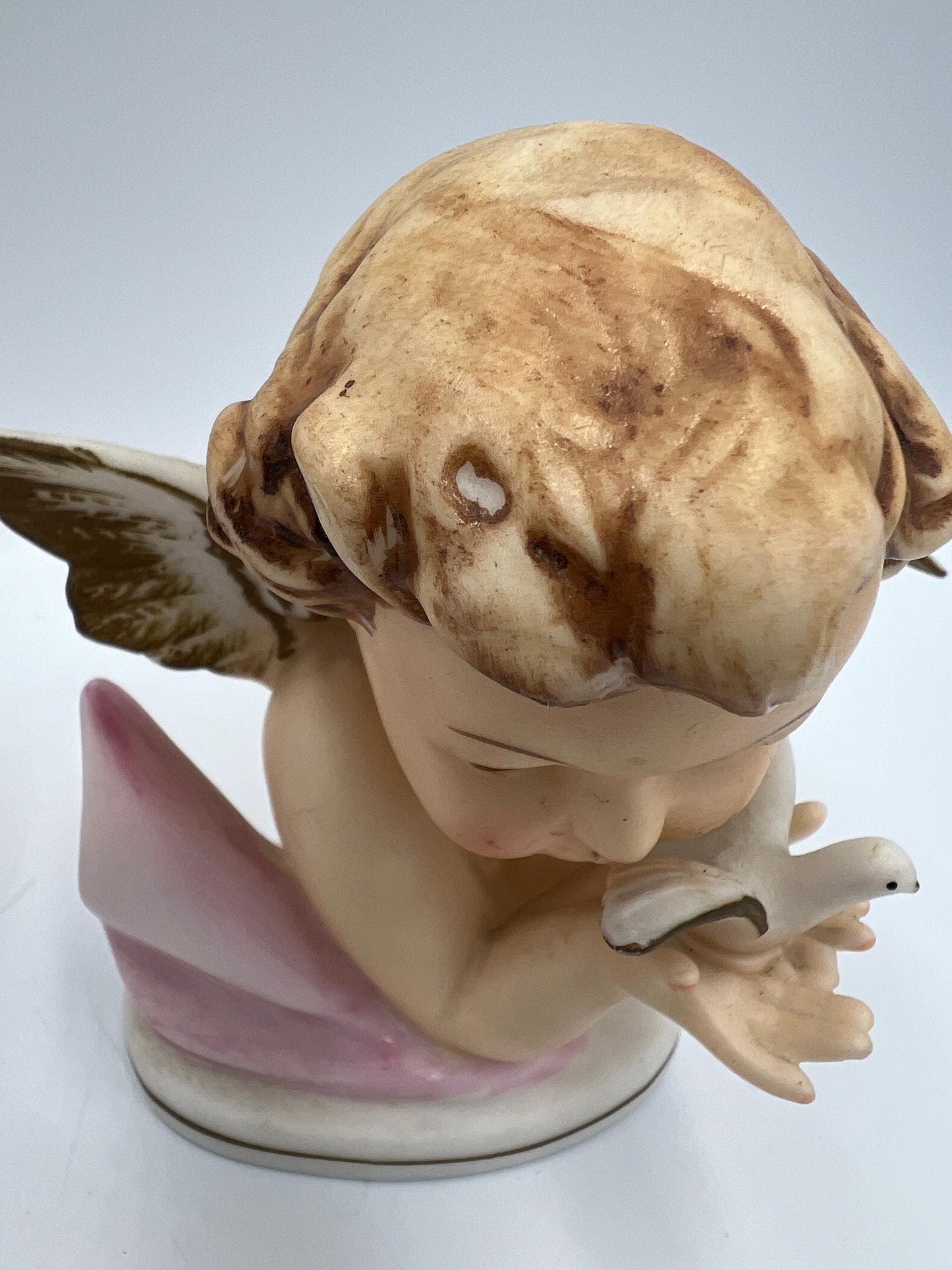 Vintage Angel Cherub Busts, Hand-Painted Victorian Style (Pair, 4.75")