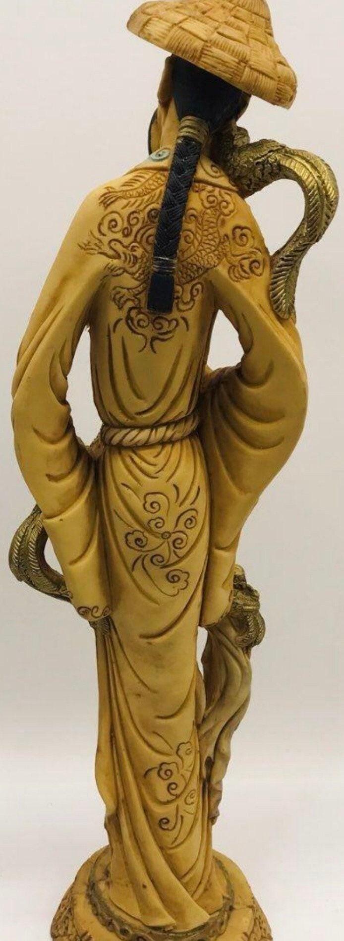 Asian Man sculpture 19" tall and beautiful detail!