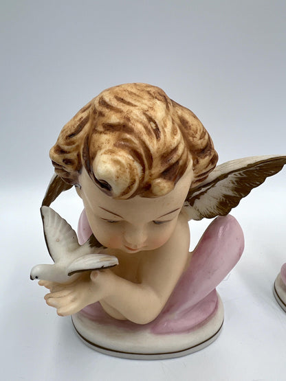 Vintage Angel Cherub Busts, Hand-Painted Victorian Style (Pair, 4.75")