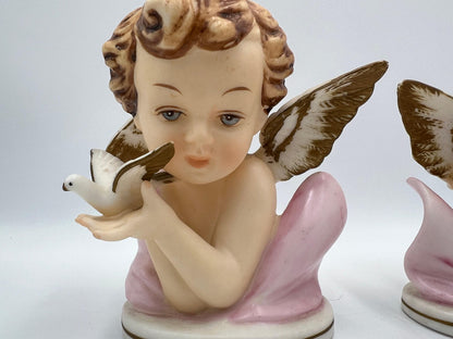 Vintage Angel Cherub Busts, Hand-Painted Victorian Style (Pair, 4.75")