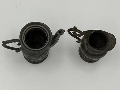 Vintage Pewter Dollhouse Pitchers - Pair of Mini Collectibles