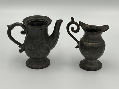 Vintage Pewter Dollhouse Pitchers - Pair of Mini Collectibles