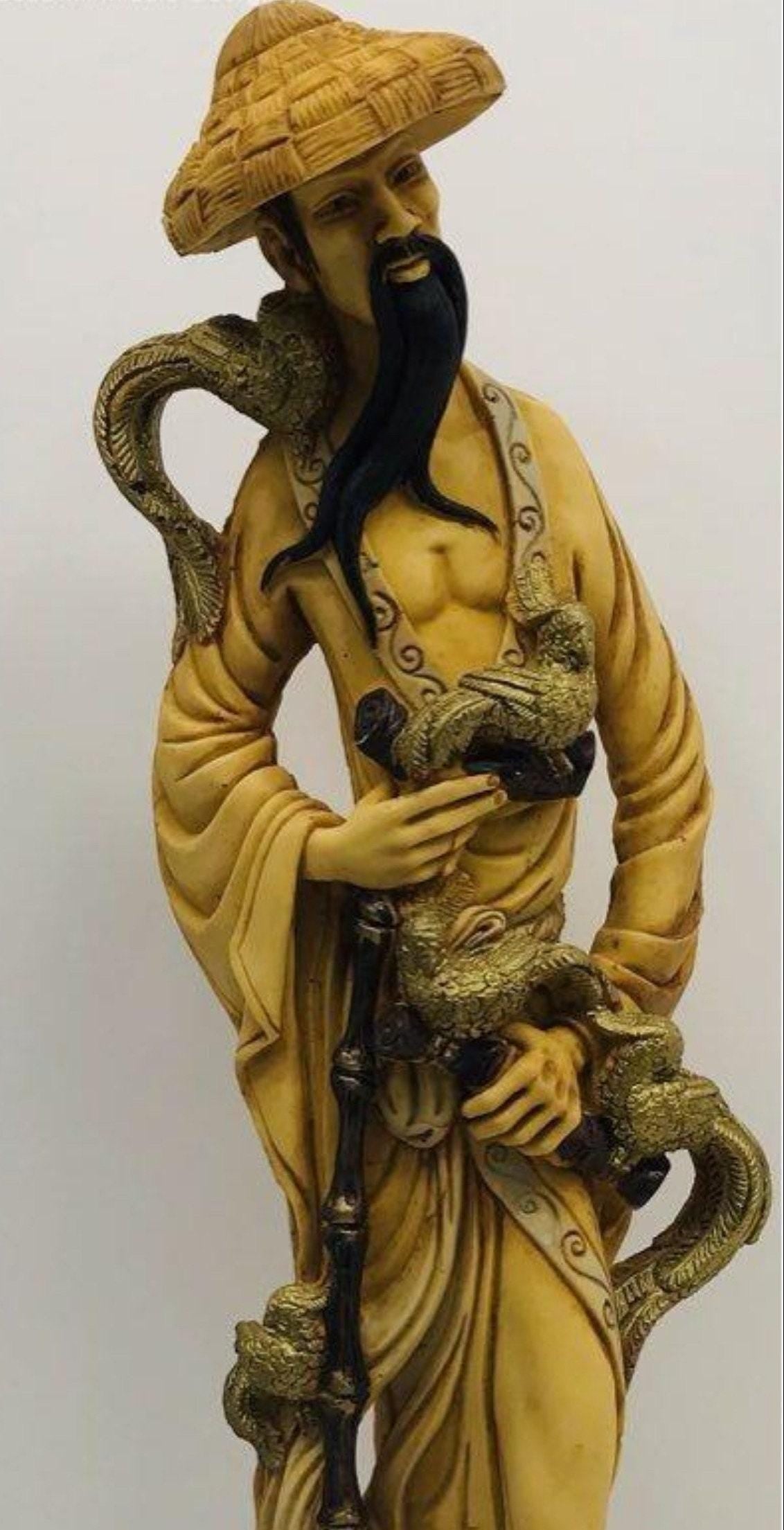 Asian Man sculpture 19" tall and beautiful detail!