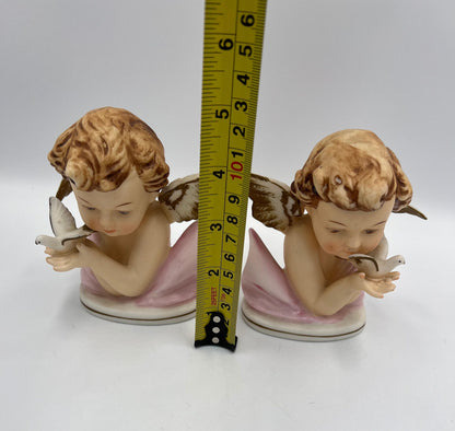 Vintage Angel Cherub Busts, Hand-Painted Victorian Style (Pair, 4.75")