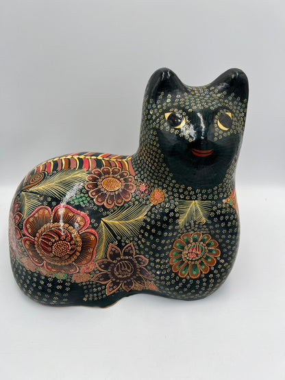 Mid Century Modern Ceramic Cat: Hand Painted Japanese Figurine