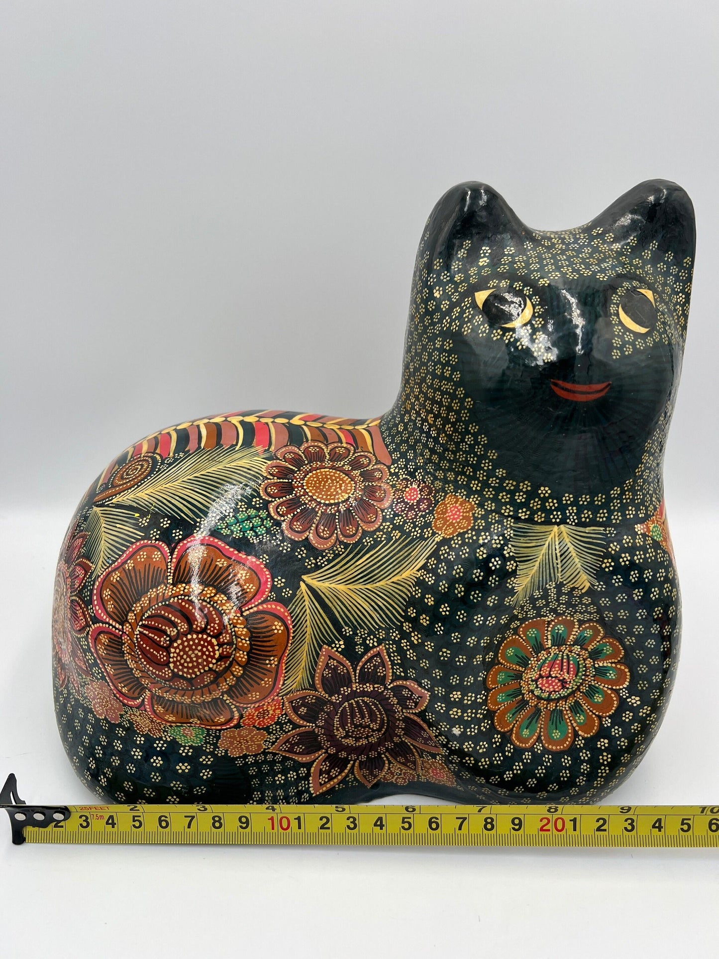 Mid Century Modern Ceramic Cat: Hand Painted Japanese Figurine
