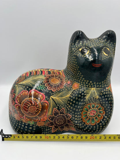 Mid Century Modern Ceramic Cat: Hand Painted Japanese Figurine
