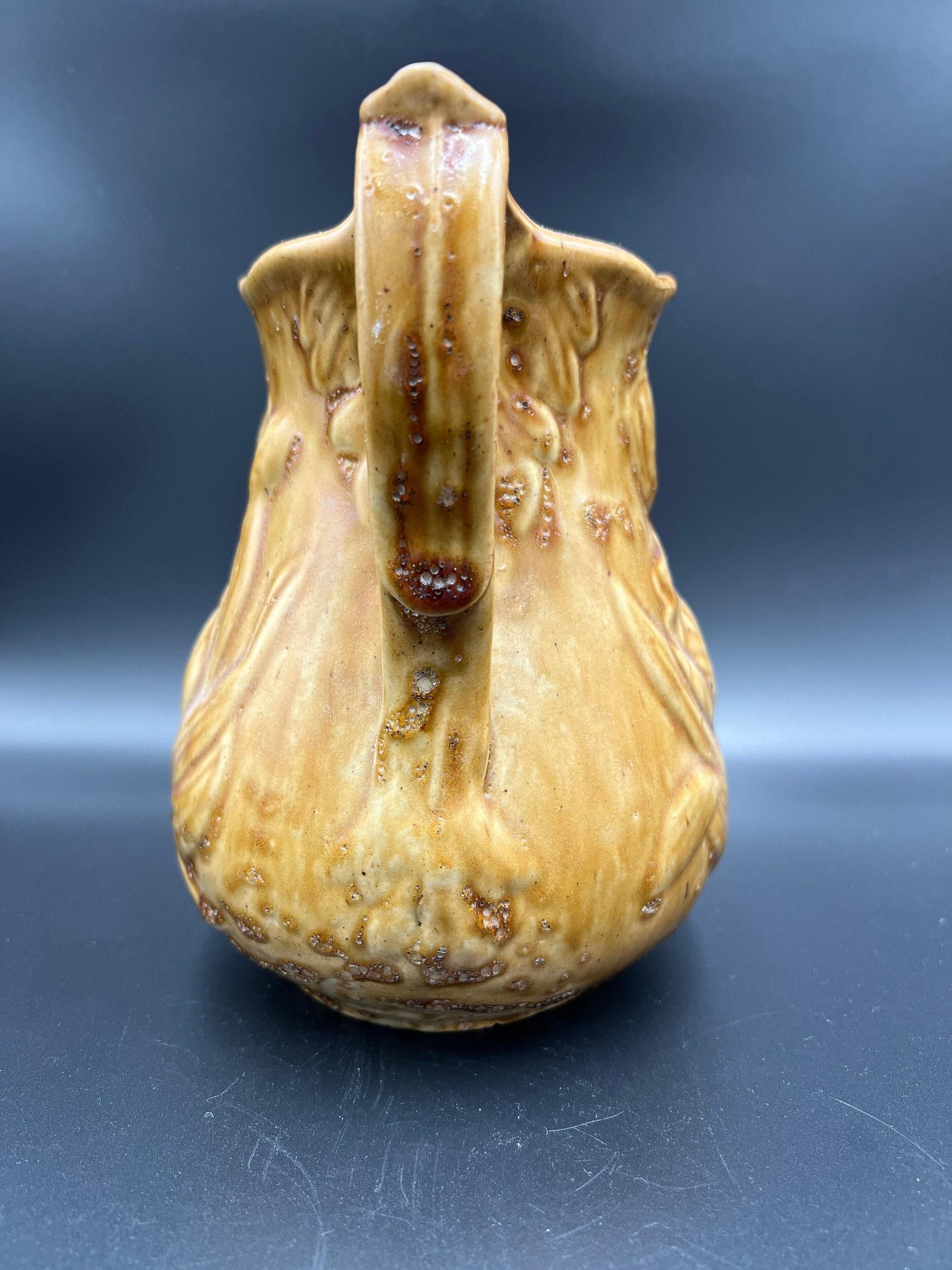 Bennington Rockingham Stoneware Pitcher, Tulip Pattern (Late 1800s Vintage)