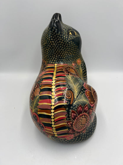 Mid Century Modern Ceramic Cat: Hand Painted Japanese Figurine