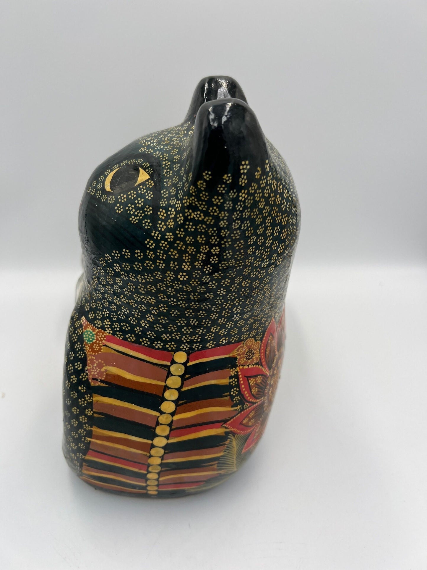 Mid Century Modern Ceramic Cat: Hand Painted Japanese Figurine