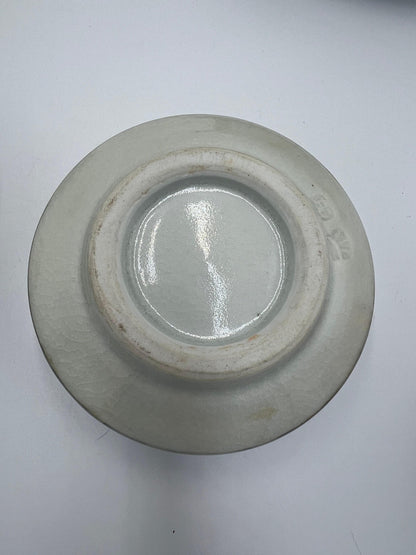 Trinket Dishes: Vintage Floral Pottery - Green White and Brown Blue