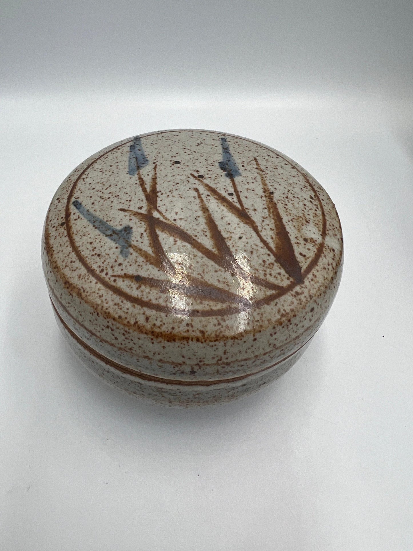 Trinket Dishes: Vintage Floral Pottery - Green White and Brown Blue