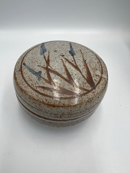 Trinket Dishes: Vintage Floral Pottery - Green White and Brown Blue
